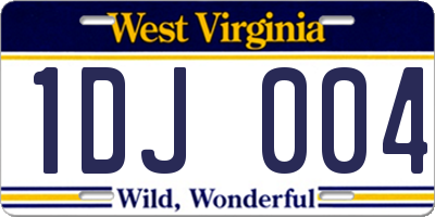 WV license plate 1DJ004