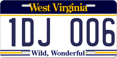 WV license plate 1DJ006