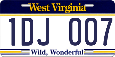 WV license plate 1DJ007
