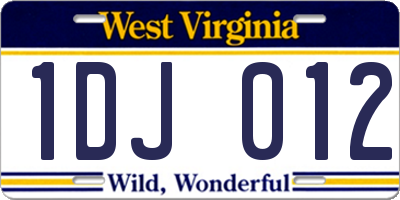 WV license plate 1DJ012