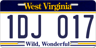 WV license plate 1DJ017