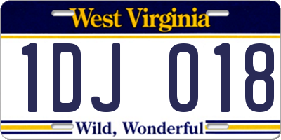 WV license plate 1DJ018