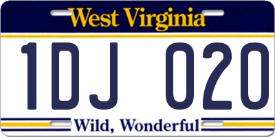 WV license plate 1DJ020