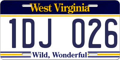 WV license plate 1DJ026