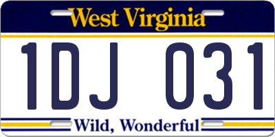 WV license plate 1DJ031