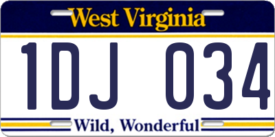 WV license plate 1DJ034