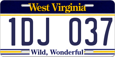 WV license plate 1DJ037