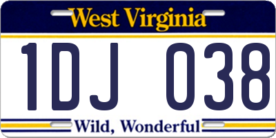 WV license plate 1DJ038