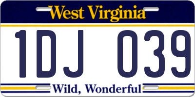 WV license plate 1DJ039
