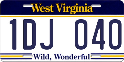 WV license plate 1DJ040