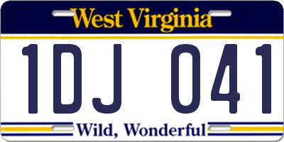 WV license plate 1DJ041