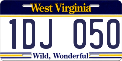WV license plate 1DJ050