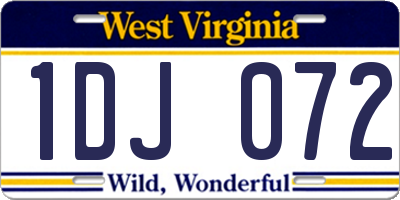 WV license plate 1DJ072
