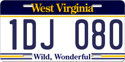 WV license plate 1DJ080