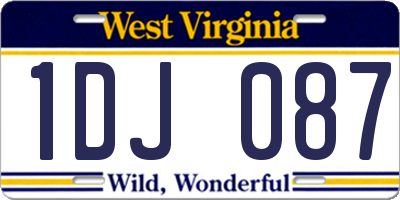WV license plate 1DJ087
