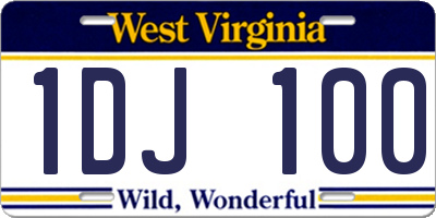 WV license plate 1DJ100