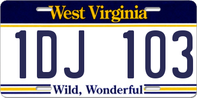 WV license plate 1DJ103