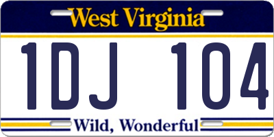 WV license plate 1DJ104