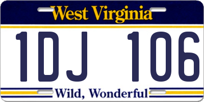 WV license plate 1DJ106