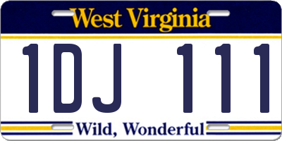 WV license plate 1DJ111