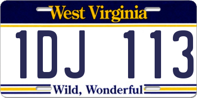 WV license plate 1DJ113