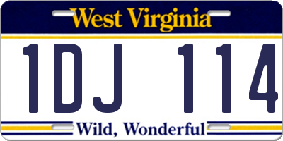 WV license plate 1DJ114