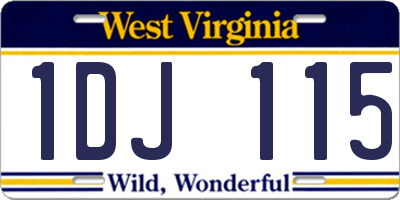 WV license plate 1DJ115
