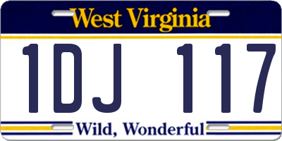WV license plate 1DJ117