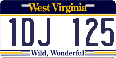 WV license plate 1DJ125