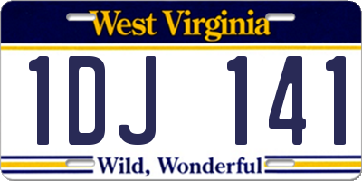 WV license plate 1DJ141