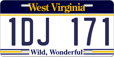 WV license plate 1DJ171