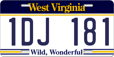 WV license plate 1DJ181