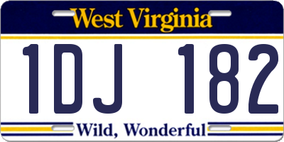 WV license plate 1DJ182