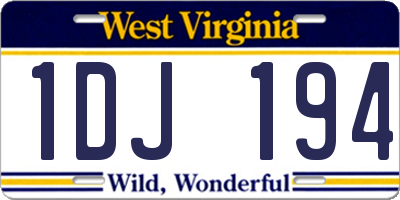 WV license plate 1DJ194