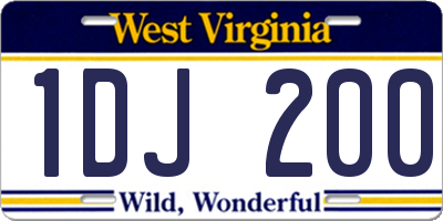 WV license plate 1DJ200