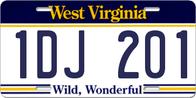WV license plate 1DJ201