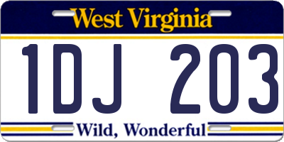 WV license plate 1DJ203