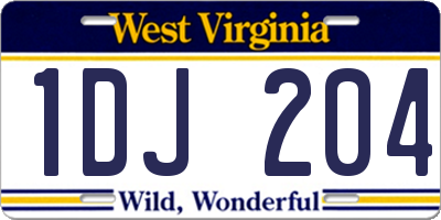 WV license plate 1DJ204