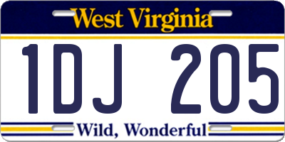 WV license plate 1DJ205