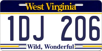WV license plate 1DJ206