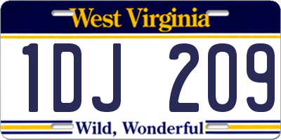 WV license plate 1DJ209
