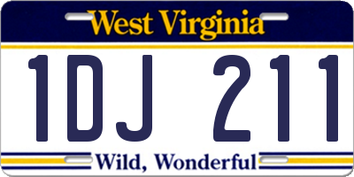 WV license plate 1DJ211