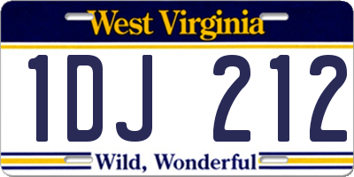 WV license plate 1DJ212