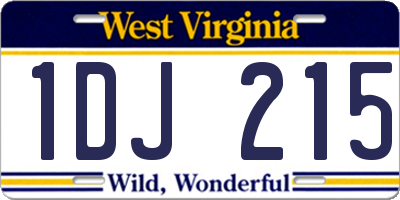 WV license plate 1DJ215