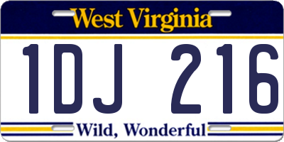 WV license plate 1DJ216