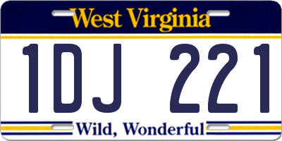 WV license plate 1DJ221