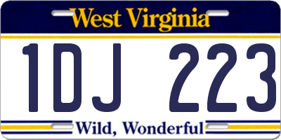 WV license plate 1DJ223