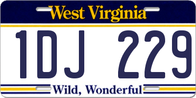 WV license plate 1DJ229