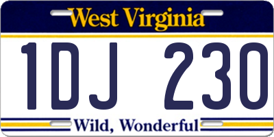 WV license plate 1DJ230