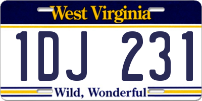 WV license plate 1DJ231